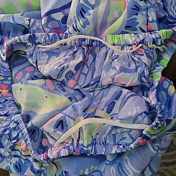 Lilly Pulitzer Sain Blue Peri in “Pinch Pinch” Print Off The Shoulder Top Sz S - Picture 10 of 12